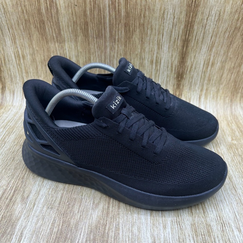 Kizik Athens Sneakers Men's Size 9 Wide Black Hands-Free Slip On Knit Athletic